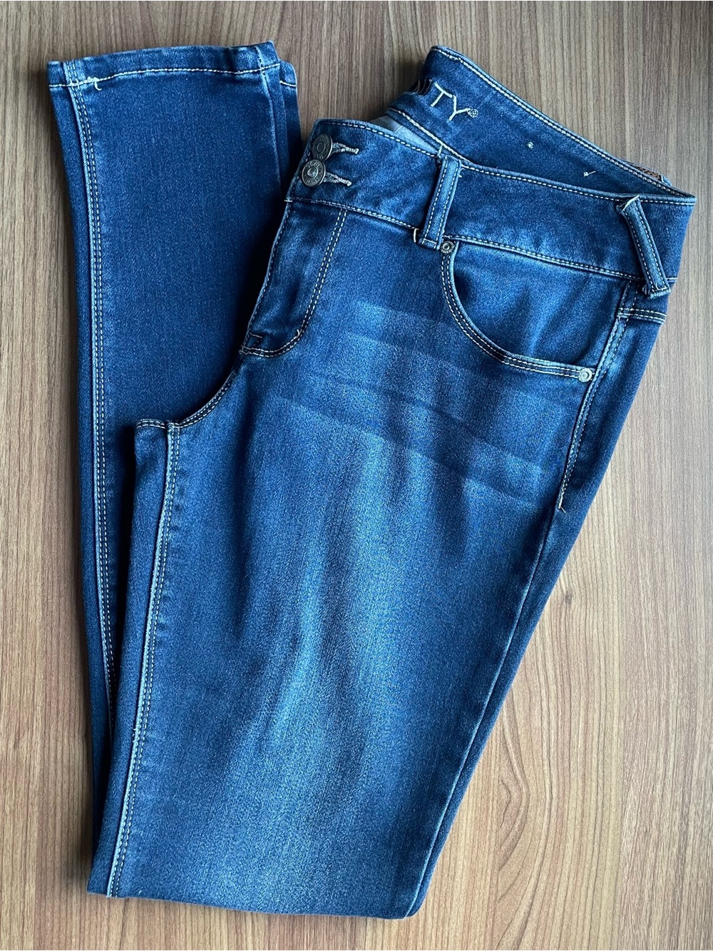 Vanity Double Button Slim Skinny Stretch Jeans 30W/32L